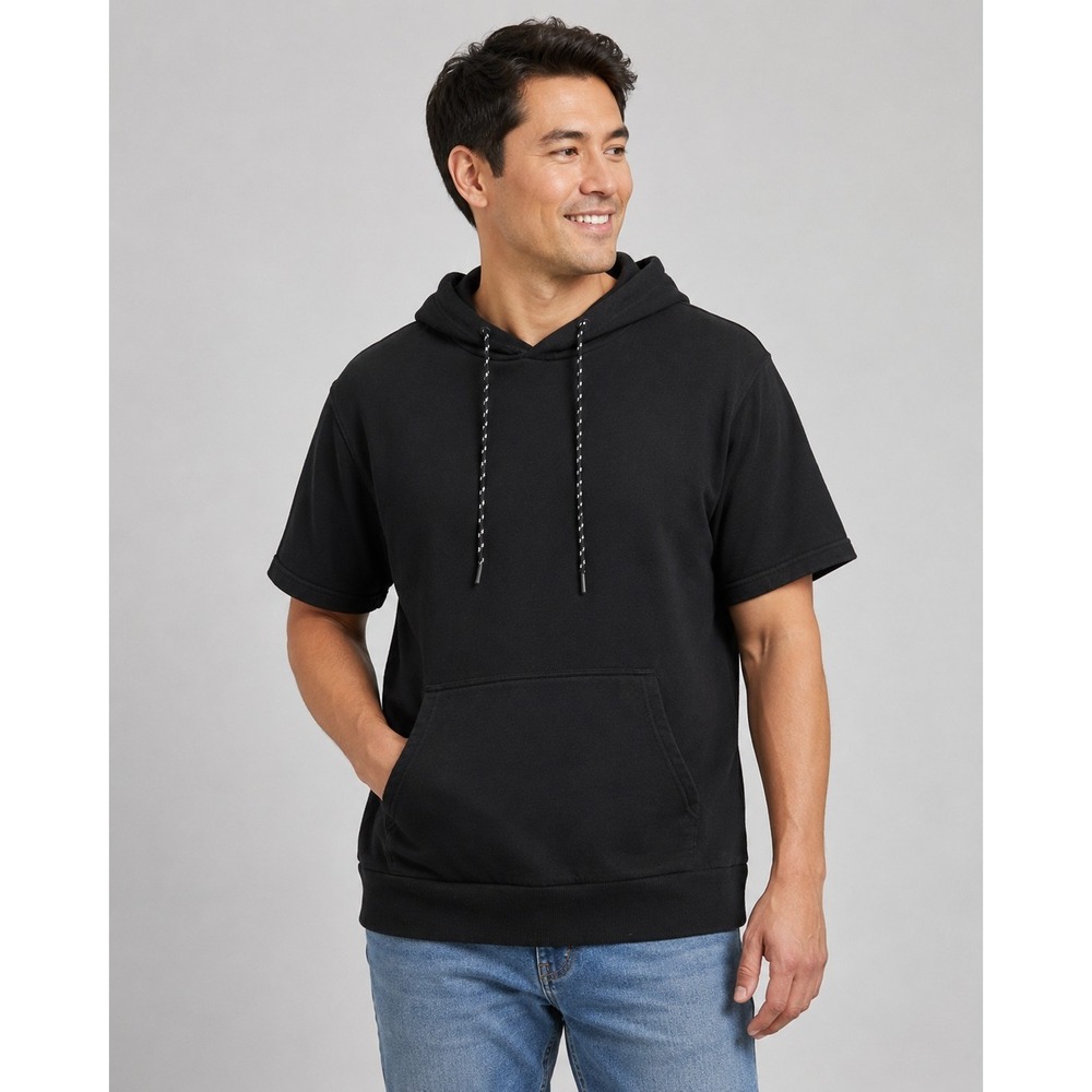 No Boundaries Men's L Black Short Sleeve Pullover Hoodie Kangaroo Pocke